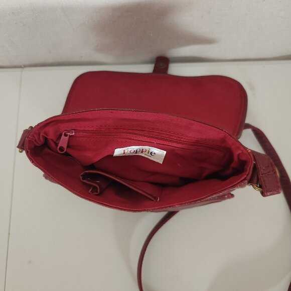The Many Moods of Poppie Jones Crossbody Bag Burgundy Shoulder Purse Buckle Pock - Picture 7 of 16
